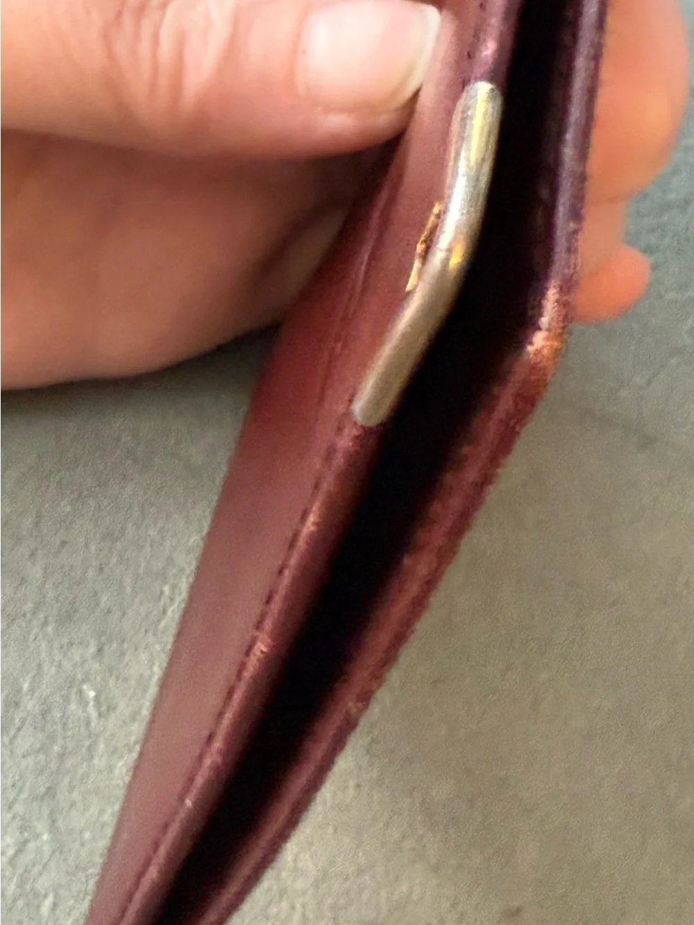 Cartier Burgundy Leather Bi-Fold Wallet with Gold Corner Hardware